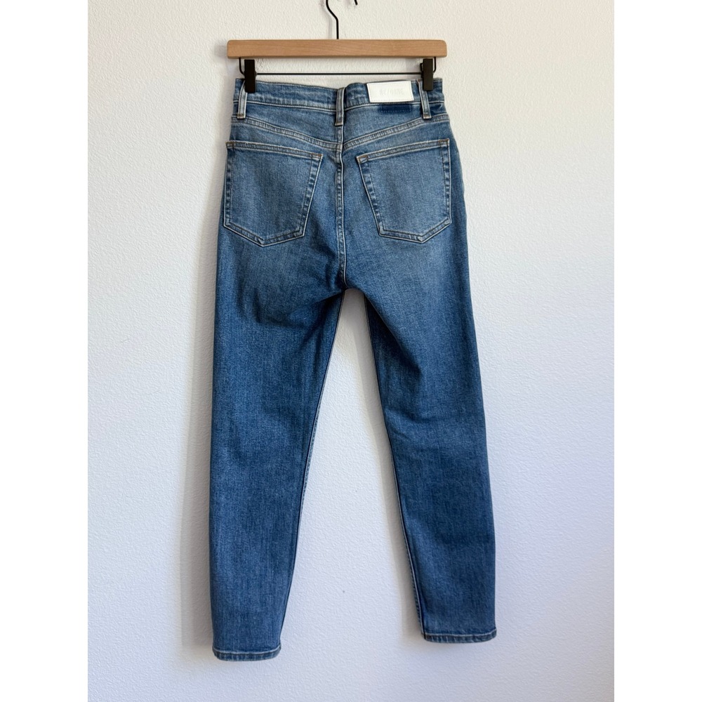 RE/DONE 90s High Rise Ankle Skinny Jeans Faded Blue 27 Button Fly Model Off-Duty - Picture 5 of 8